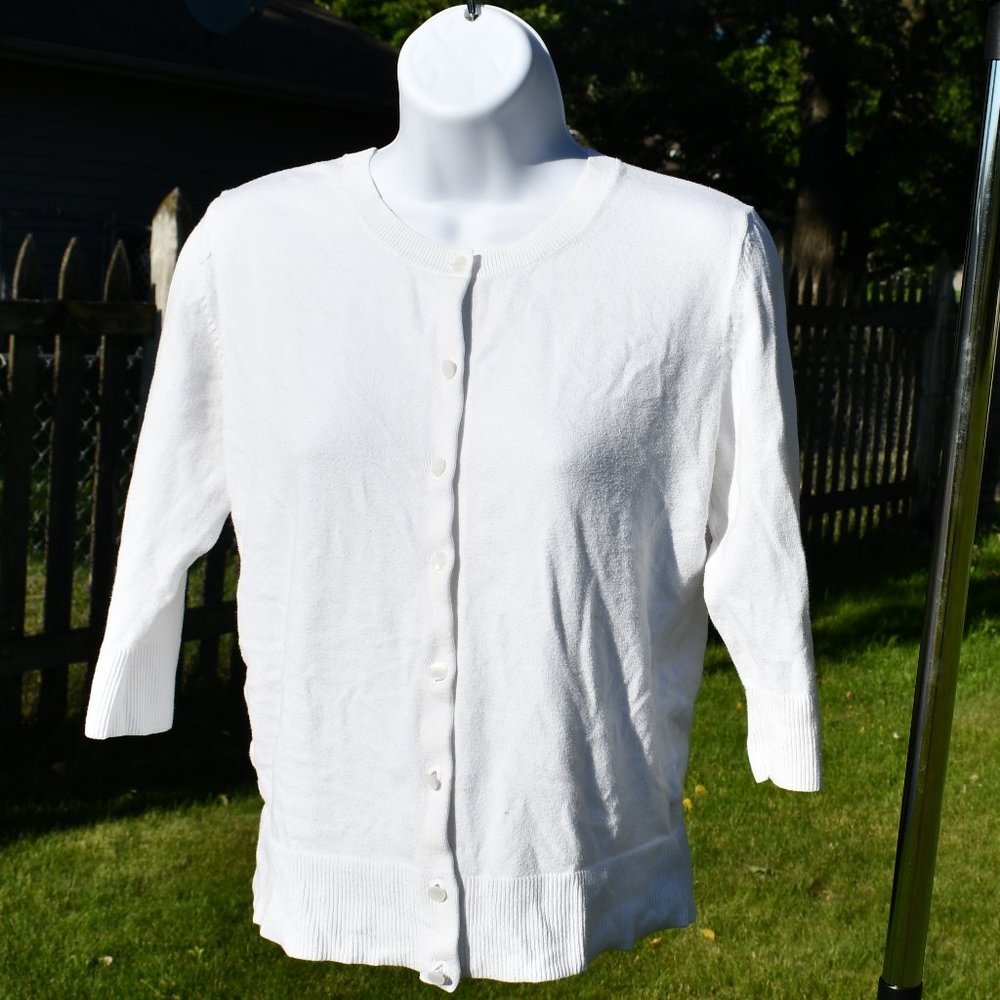 Women's White Button-Down Sweater